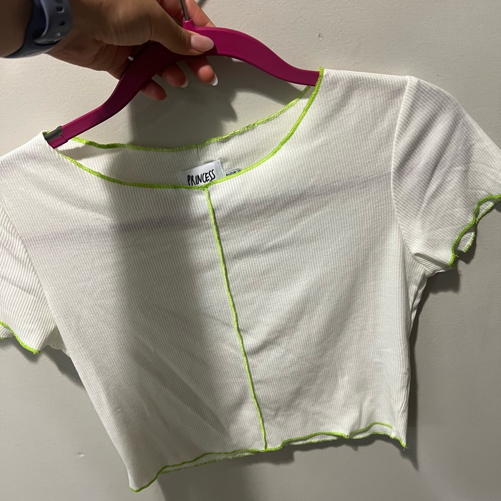 White with neon green detailing breathable material